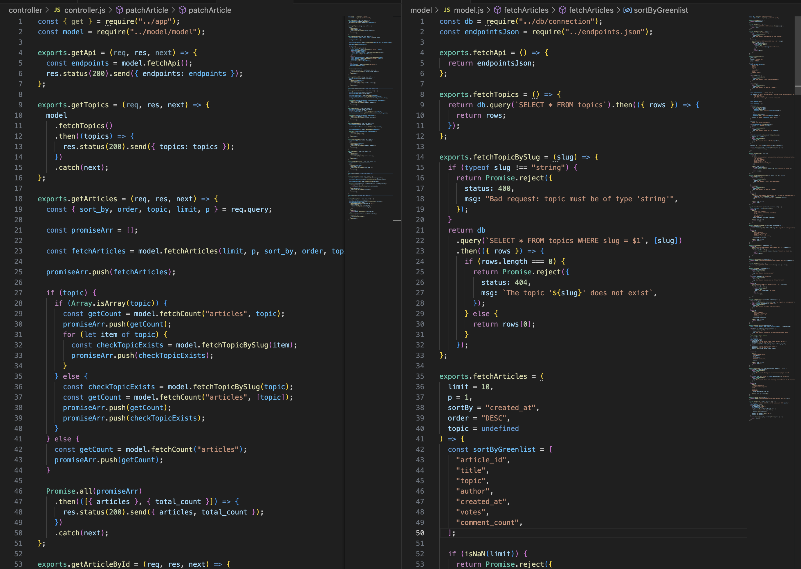 Screenshot of News App Backend project